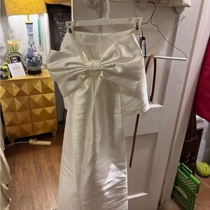Boohoo Satin White Bow Skirt